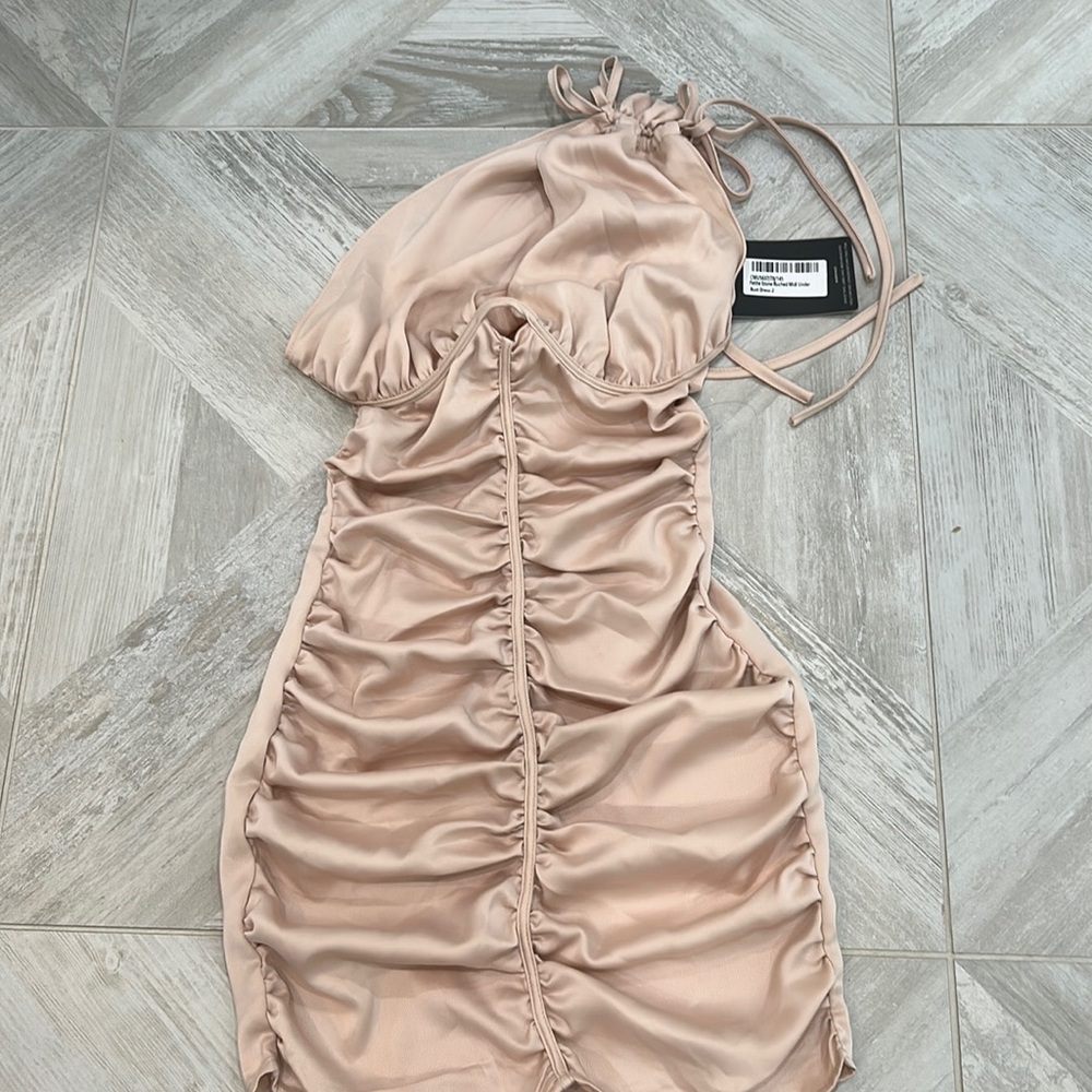 Pretty little thing petite stone ruched midi under bust dress size 00